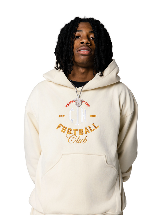 C1N "Property of the Football Club" Embroidered Hoodie — "The C1N Cream" | 2026 C1N Collection