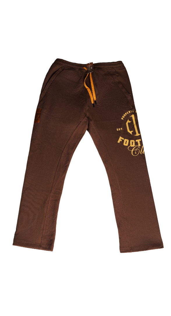 Bless the Babies "Property of Football" Stacked Sweatpants — "The BTB Chocolate Gold" | 2026 C1N Collection