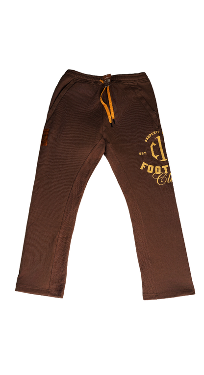 Bless the Babies "Property of Football" Stacked Sweatpants — "The BTB Chocolate Gold" | 2026 C1N Collection