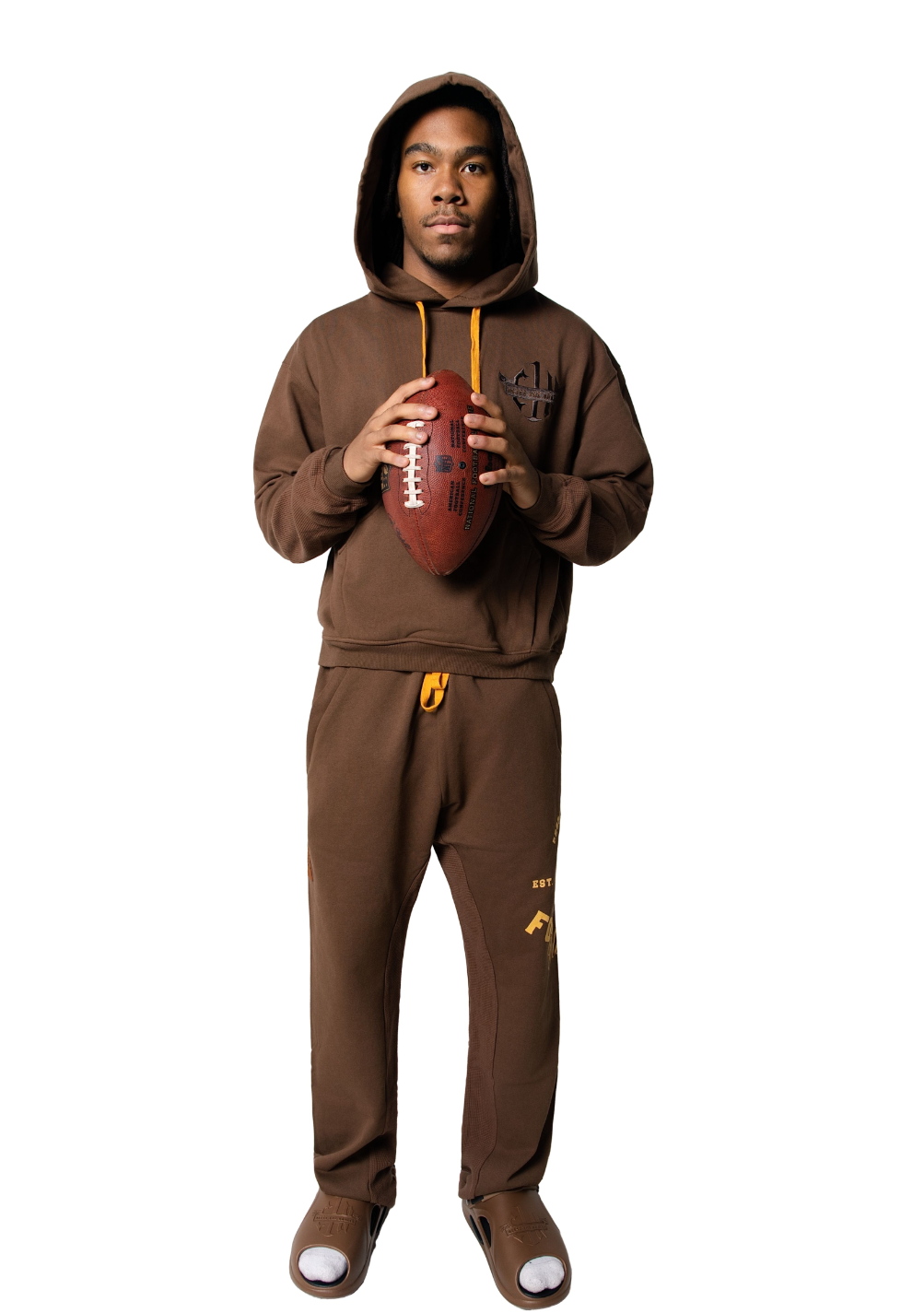 Bless the Babies "Property of Football" Stacked Sweatpants — "The BTB Chocolate Gold" | 2026 C1N Collection